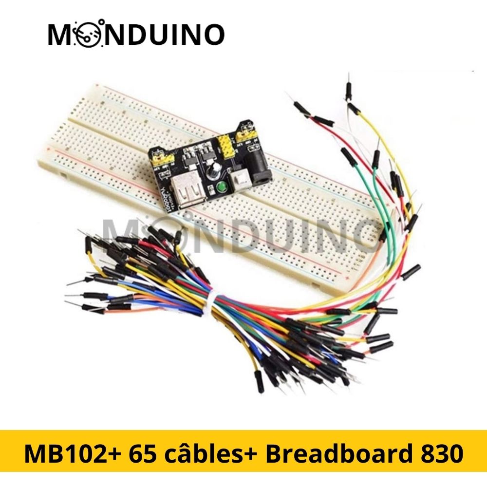 MB102 3-5V Power Supply Module + 65PCS Cable + 830 Points Breadboard