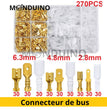 Boite de de 270 pièces - Connecteur de bus mâle à sertir rapide - Connecteur de 2,8/4,8/6,3 mm - Avec manchon isolant