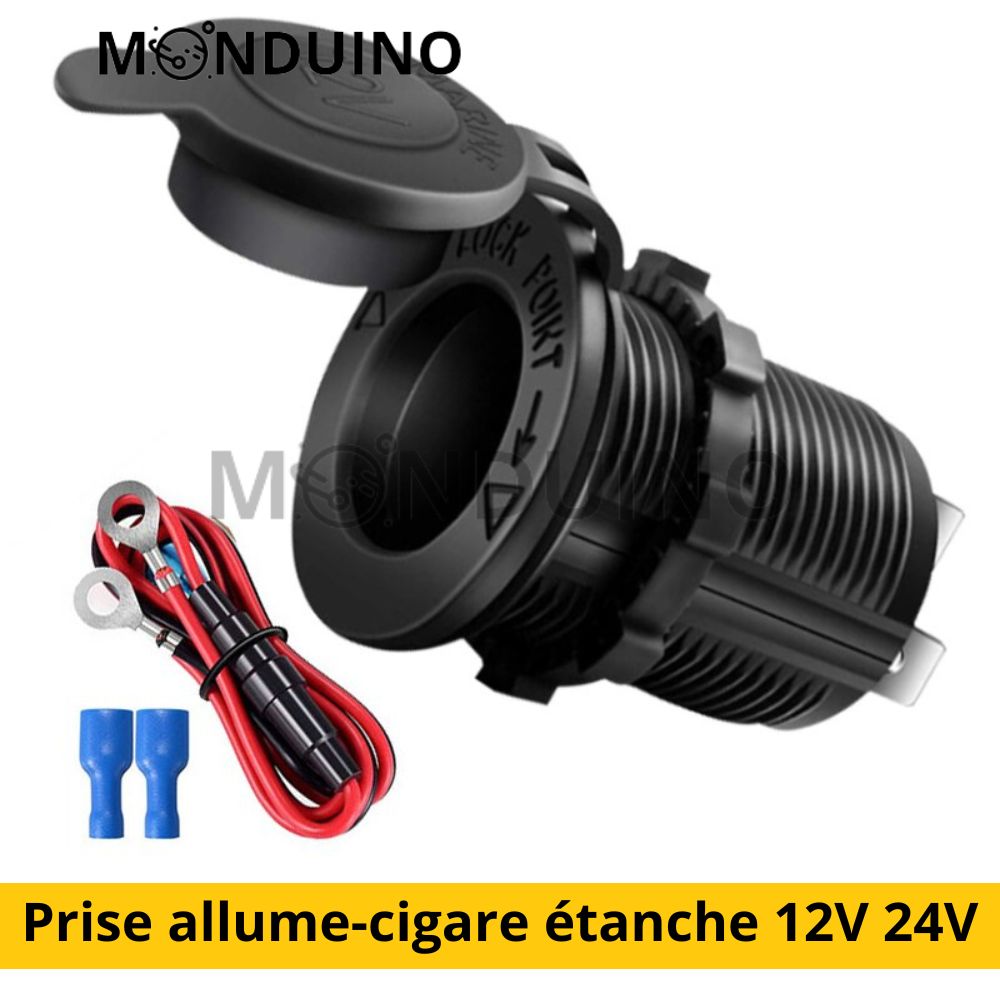 Prise allume-cigare étanche 12V 24V avec adaptateur