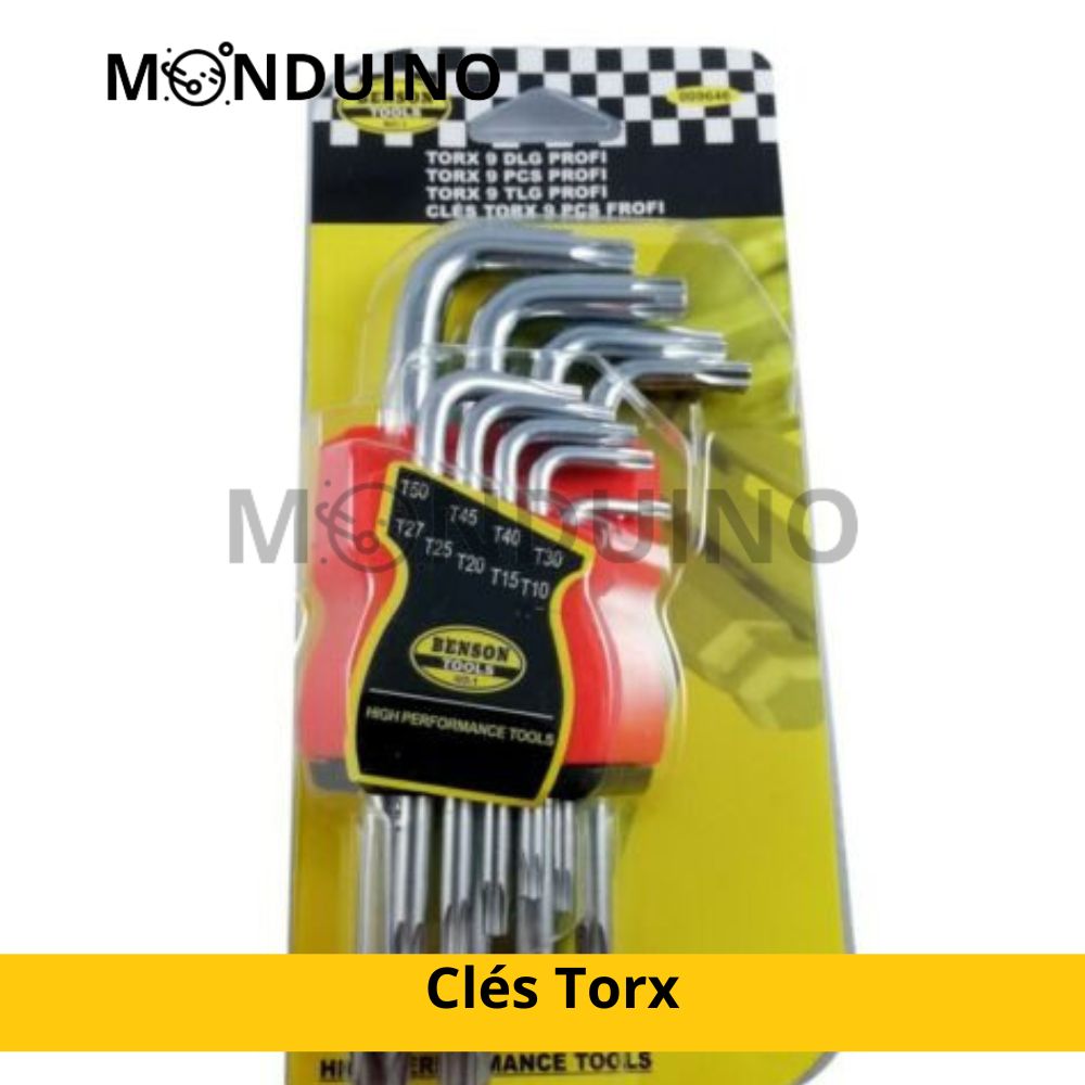 Jeu de 9 Clés Torx étoile Chrome Vanadium Bricolage Mécanique T10 à T50