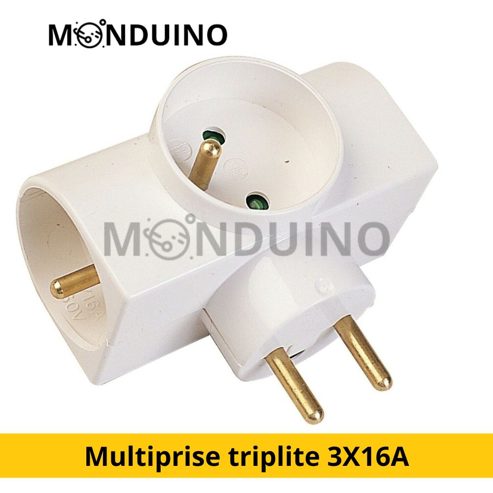 Multi-socket triplite 3X16A lateral +T white
