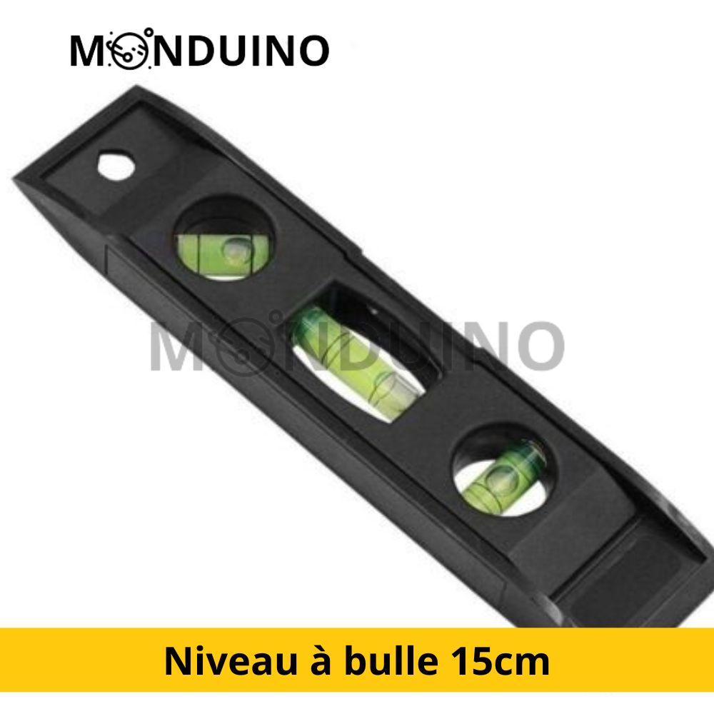 Niveau à bulle 15cm avec fioles verticale horizontale & 45 degrés Couleur aleat.
