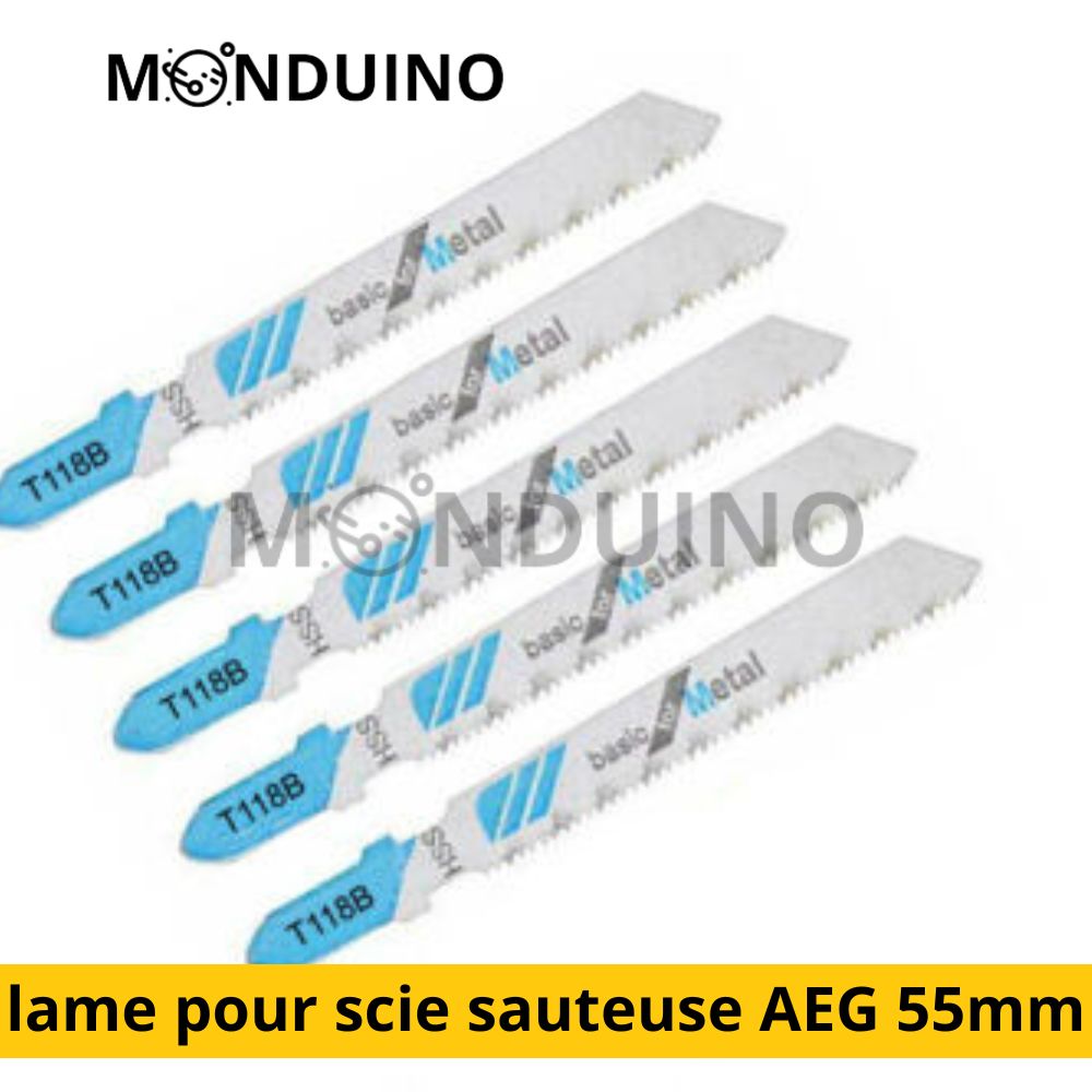 Lot de 5 lames de scie sauteuse T118B 55 mm bois / métal / plastique - Monduino A-209