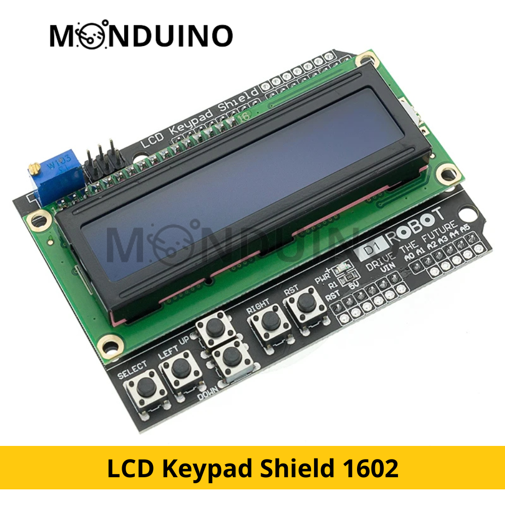 LCD Keypad Shield 1602 – Écran LCD 16x2 avec Clavier – Compatible Monduino UNO R3 [D-12]