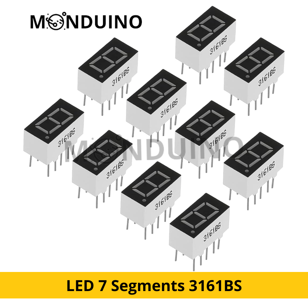 Afficheur LED 7 Segments Rouge 0.36" – 3161BS – Lot de 10 pièces - [D-03]