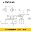 Boutons Poussoirs Tactiles SMD 3×6×4.3 mm – Micro Switch Momentané 2 Pins – Lot de 10 – Monduino [E-02]