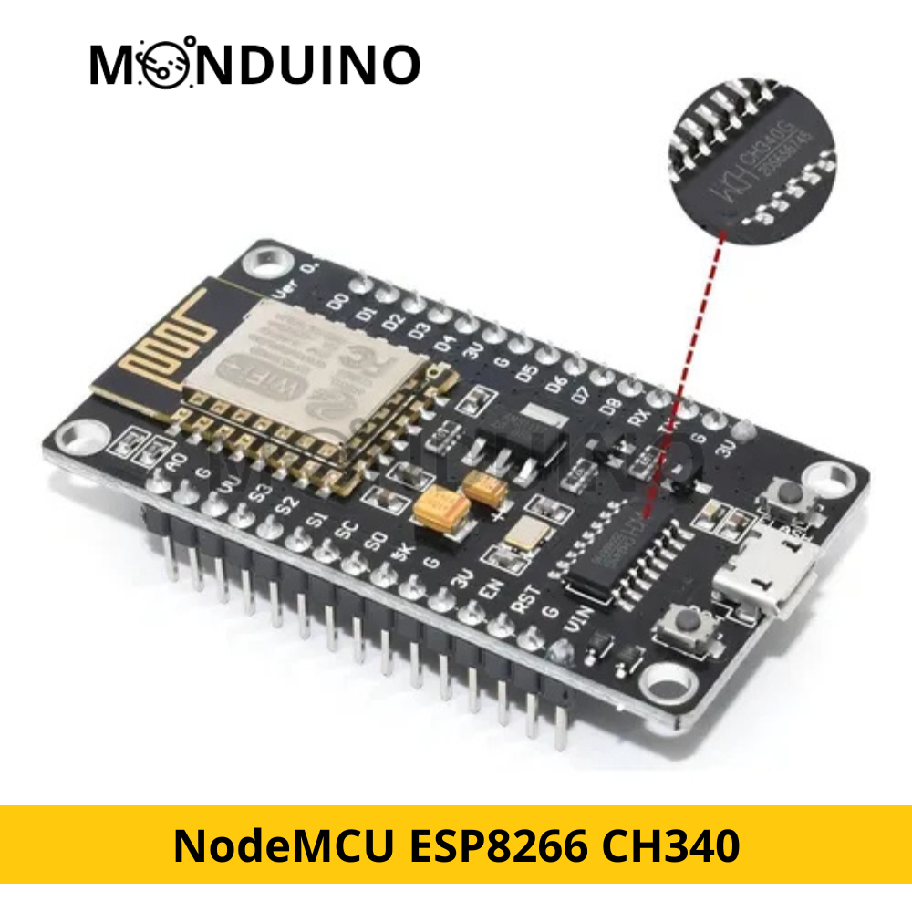 Carte de développement NodeMCU ESP8266 CH340 WiFi – Monduino [E-01]