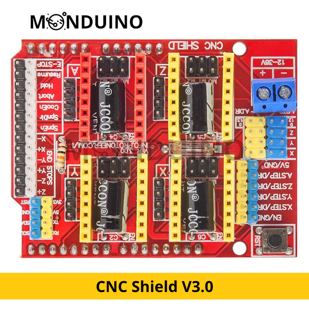 Kit CNC Shield V3.0 – Carte d’Extension Contrôle Moteurs Pas-à-Pas pour Monduino UNO [D-11]