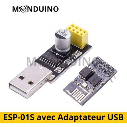 Module ESP-01S ESP8266 – WiFi IoT avec Adaptateur USB et Capteur DHT11 – Plusieurs Variantes –