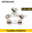 Fusible 5x20 mm en verre 250V Rapide ou Temporisé 0.02A à 30A - Lot 1