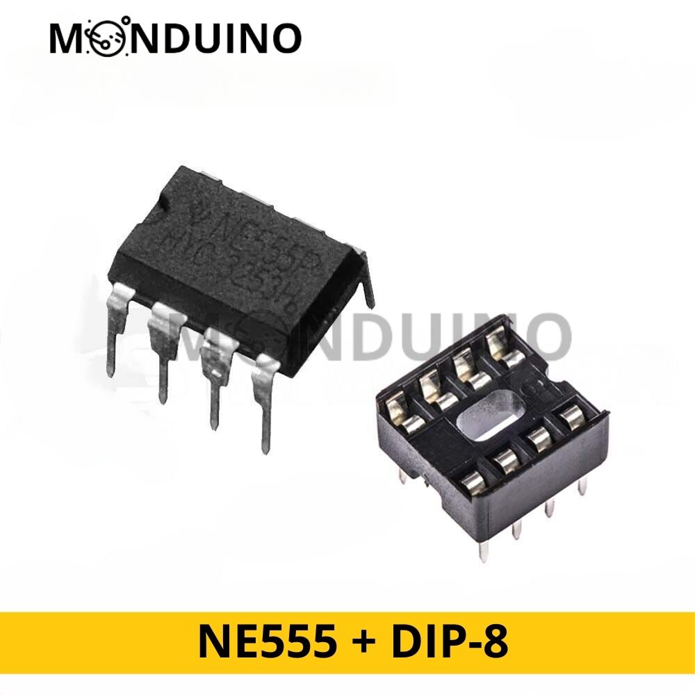 Timer Ne555p NE555 Timer DIP-8 Circuit intégré et support socket CI DIY NE555P - 1 ...