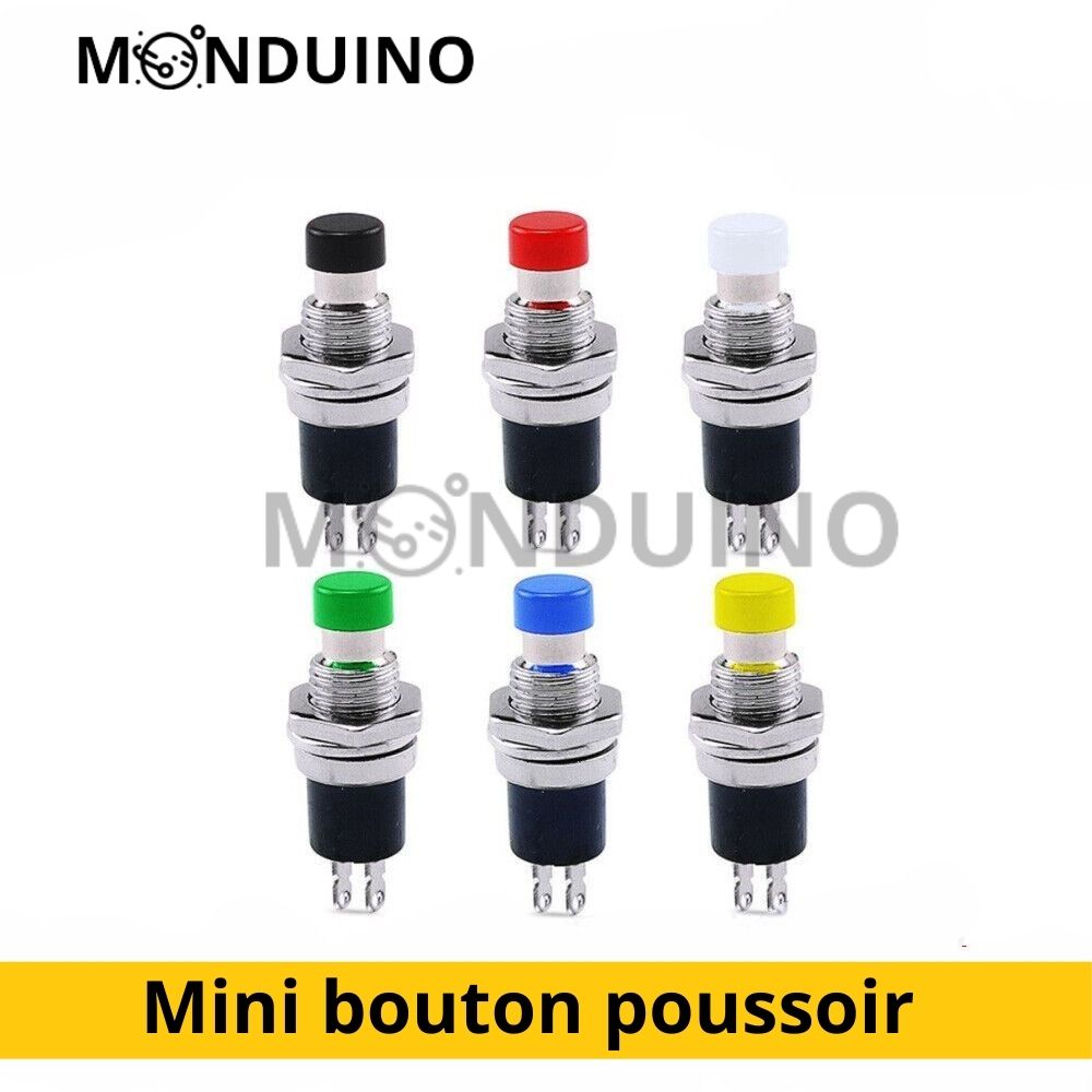 PBS-110 Mini bouton poussoir momentané rond 7 mm - 6 Couleurs