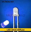 LED Bleu 3mm diffusant - Lot 10 à 100 pcs - LED Diffused Blue fog