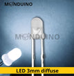 LED Blanc froid 3mm diffusant - Lot 10 à 100 pcs - LED Diffused Cold white fog