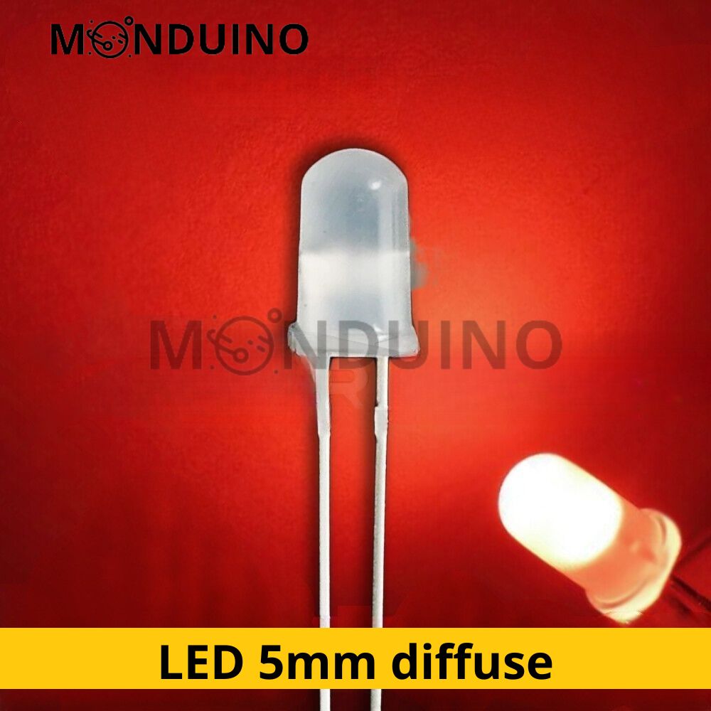LED Rouge 5mm diffusant - Lot 10 à 100 pcs - LED Diffused Red fog