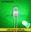 LED Vert 5mm diffusant - Lot 10 à 100 pcs - LED Diffused Green fog