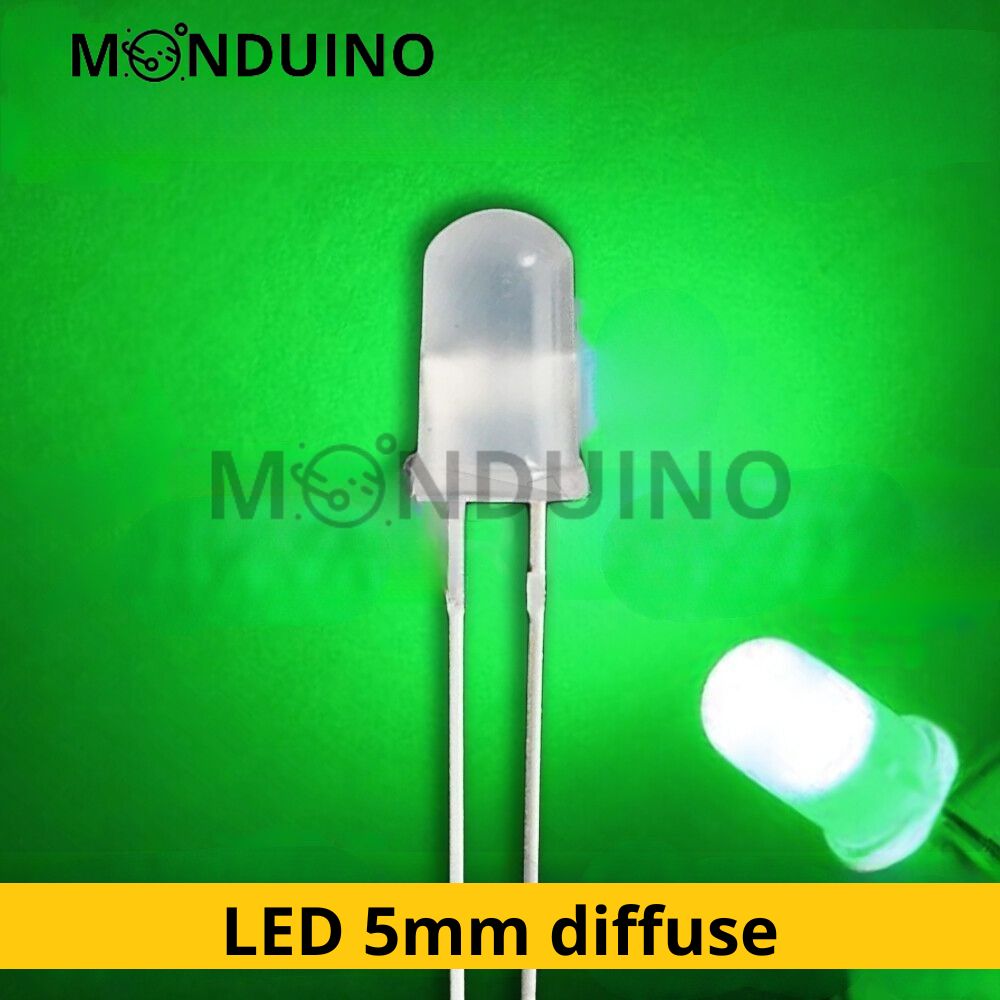 LED Vert 5mm diffusant - Lot 10 à 100 pcs - LED Diffused Green fog