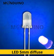 LED Bleu 5mm diffusant - Lot 10 à 100 pcs - LED Diffused Blue fog