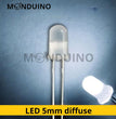 LED Blanc froid 5mm diffusant - Lot 10 à 100 pcs - LED Diffused cold white fog