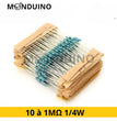 Résistances 1/4W 0.25W 1% film métal resistor par Lot de 20 pcs - 10 à 1M Ohms