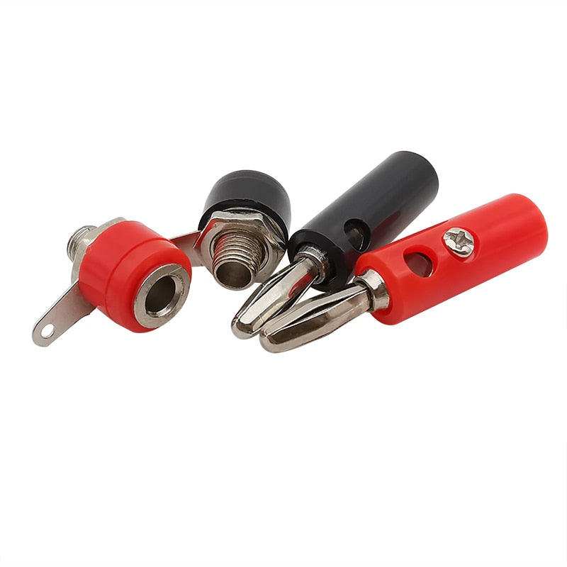 10 Paires Fiche Banane 4 mm Plaqué Or Audio Haut-Parleur Câble Connecteur (10 mâle + 10 femelle)