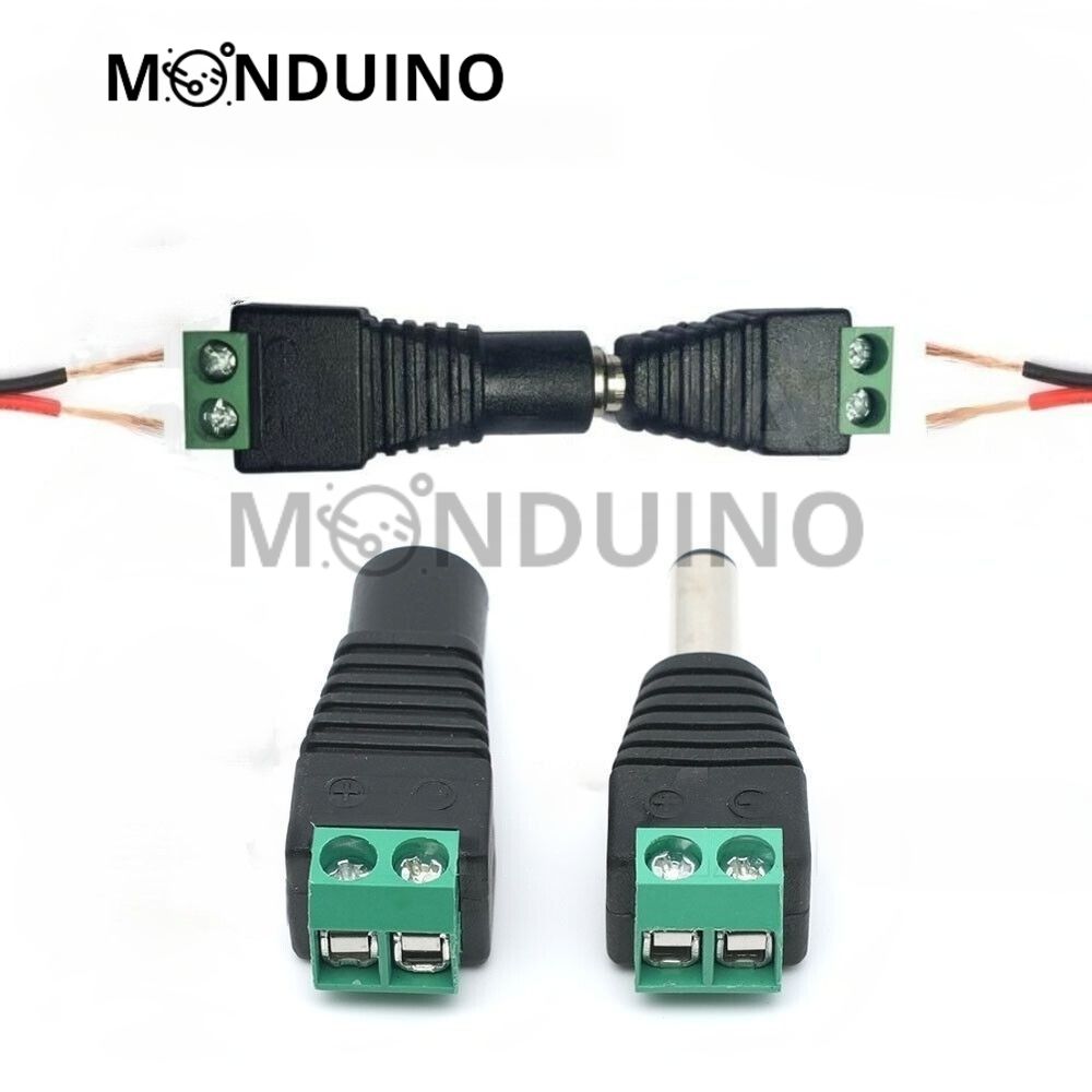 Fiche Jack DC 5.5x2.1mm Mâle / Femelle connecteur alimentation Bornier à vis 12V