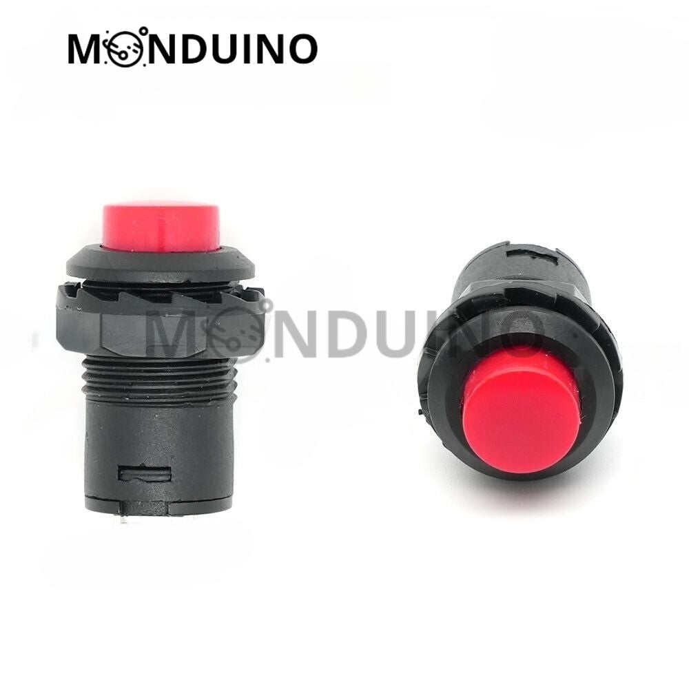 Bouton poussoir interrupteur 12 mm rond - Momentané ou permanent 12V 24V 230V 2A