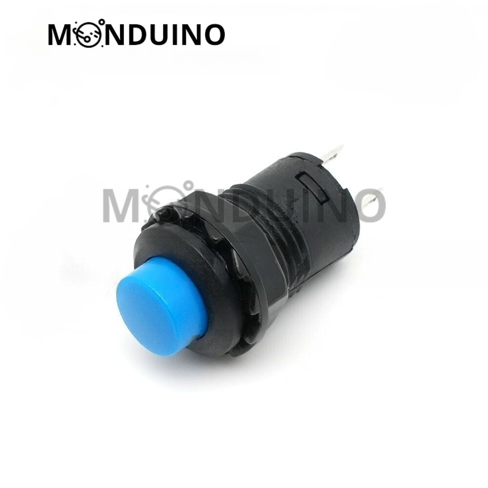 Bouton poussoir interrupteur 12 mm rond - Momentané ou permanent 12V 24V 230V 2A