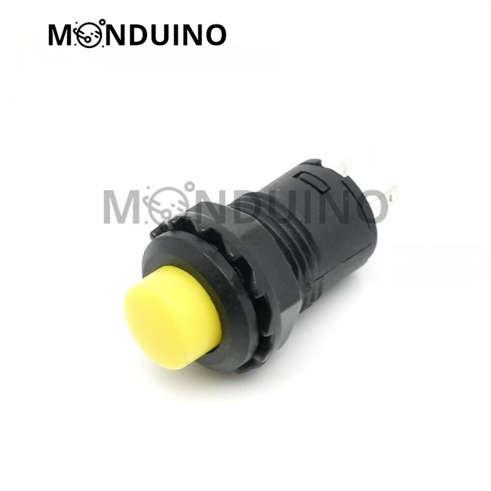 Bouton poussoir interrupteur 12 mm rond - Momentané ou permanent 12V 24V 230V 2A