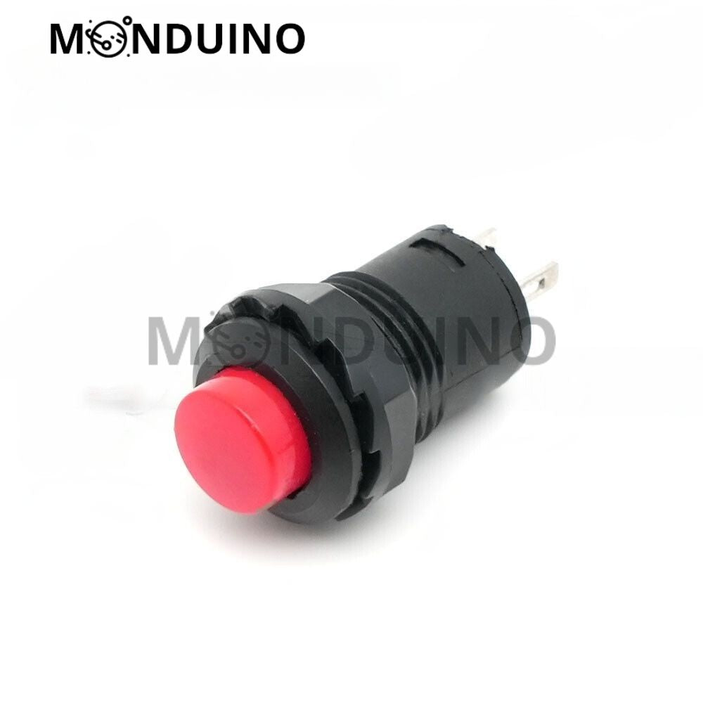 Bouton poussoir interrupteur 12 mm rond - Momentané ou permanent 12V 24V 230V 2A