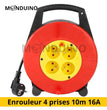Reel Extension Cord, 4 Outlets with Earth, 10 M 