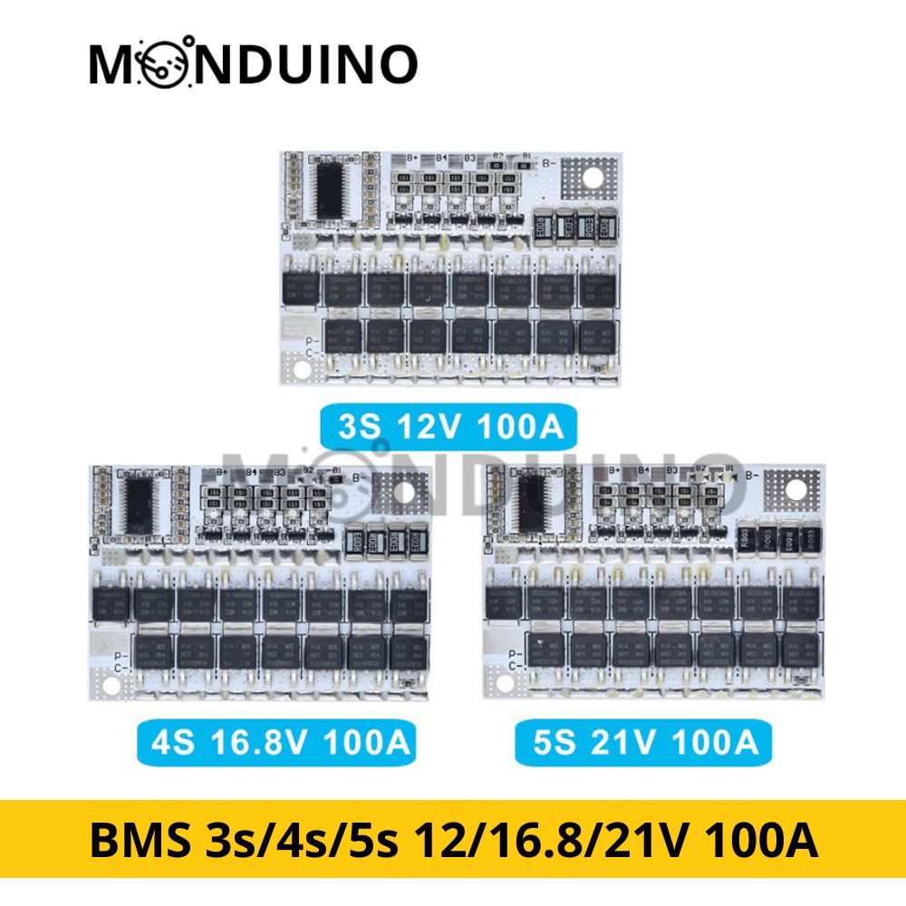 BMS 3s/4s/5s 12v 16.8v 21v 3.7v v 100a, carte de Circuit de Protection de batterie Lithium-ion Lmo ternaire, charge d'équilibre li-polymère