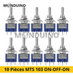 10pcs Mini Toggle Switch ON-OFF-ON SPDT MTS-103 3 Position 3 Pin 6mm 6A 125VAC