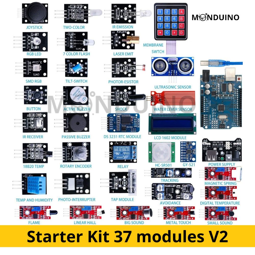 Kit DE 37-en-1 Module Capteur V2.0 avec Carte Uno pour Débutants et Professionnels DIY