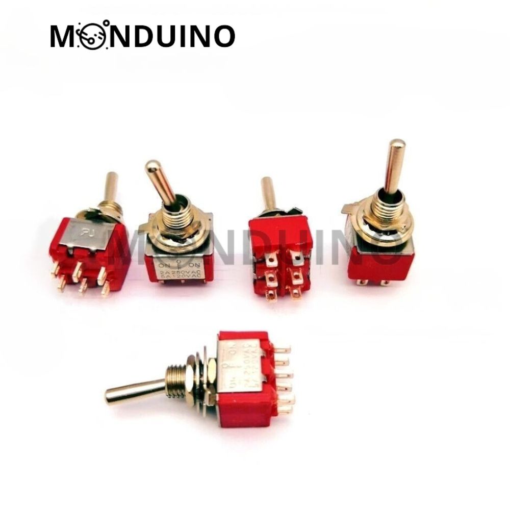 Interrupteur à levier MTS-202 / 203 6mm - 2 circuits 6 pins inverseur - 2 ou 3 positions