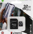 KINGSTON - Carte Mémoire 32 Go Micro SDHC + Adapt.