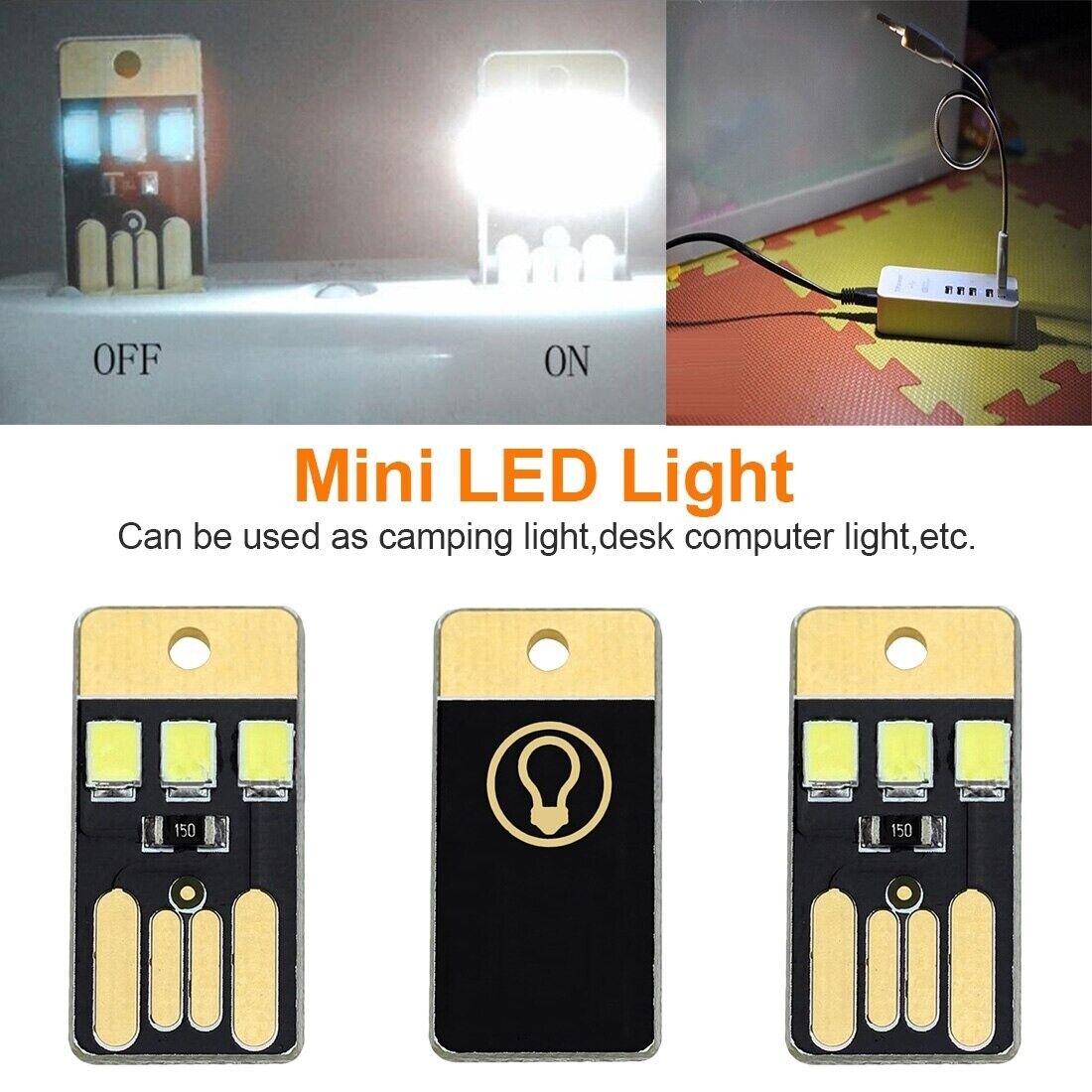 Lot de 5 Mini Lampe LED format clé USB porte clé Lumière blanche