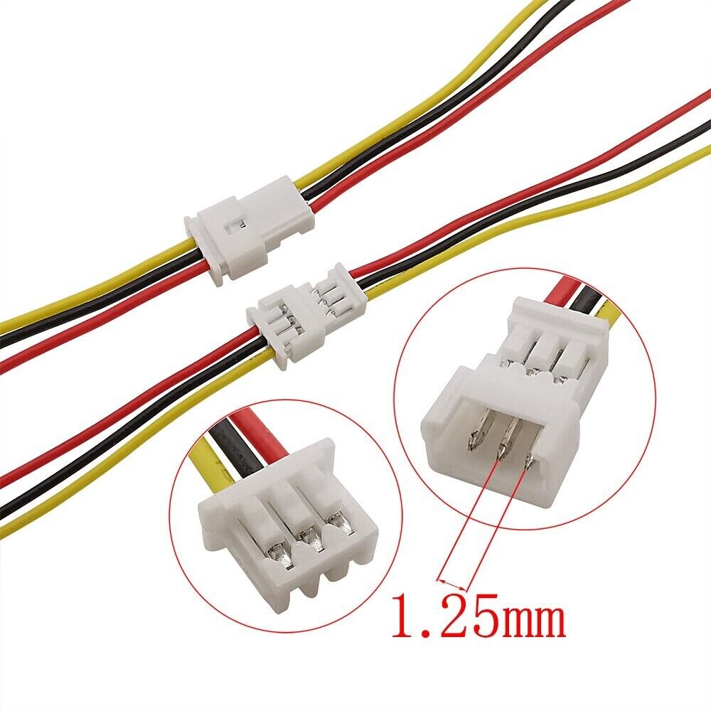 Lot 5 Paires JST Micro Connecteur 1.25mm JST 3 Pins Mâle Femelle 28AWG