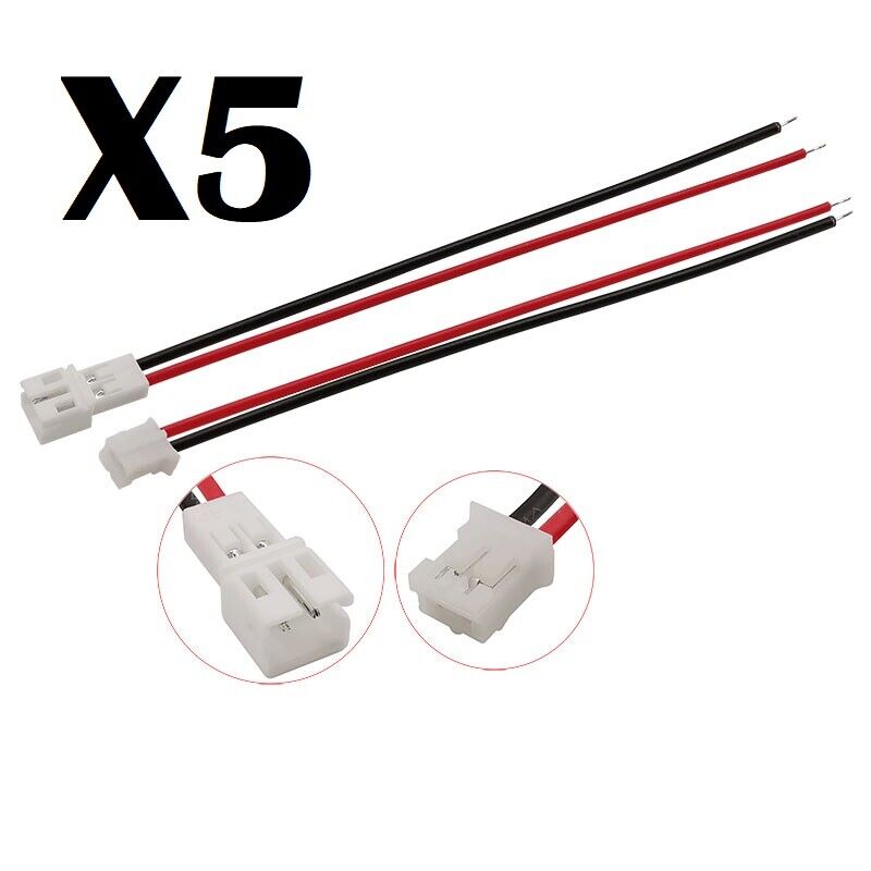 Micro Connecteur JST PH 100 2P - Fiches Mâles et Femelles avec Fil de 20 cm (26 AWG)