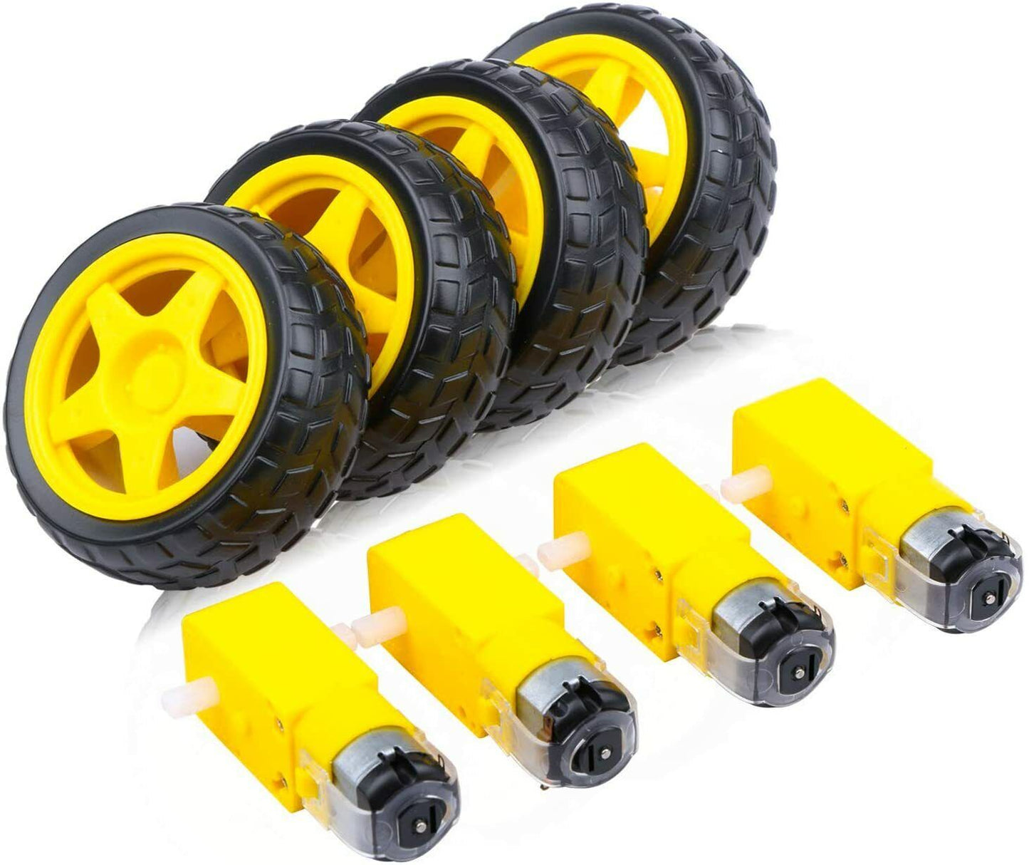 Ensemble de pneus et moteurs pour robots et voitures à quatre roues - Moteurs à réducteur pour les roues des robots et voitures Arduino