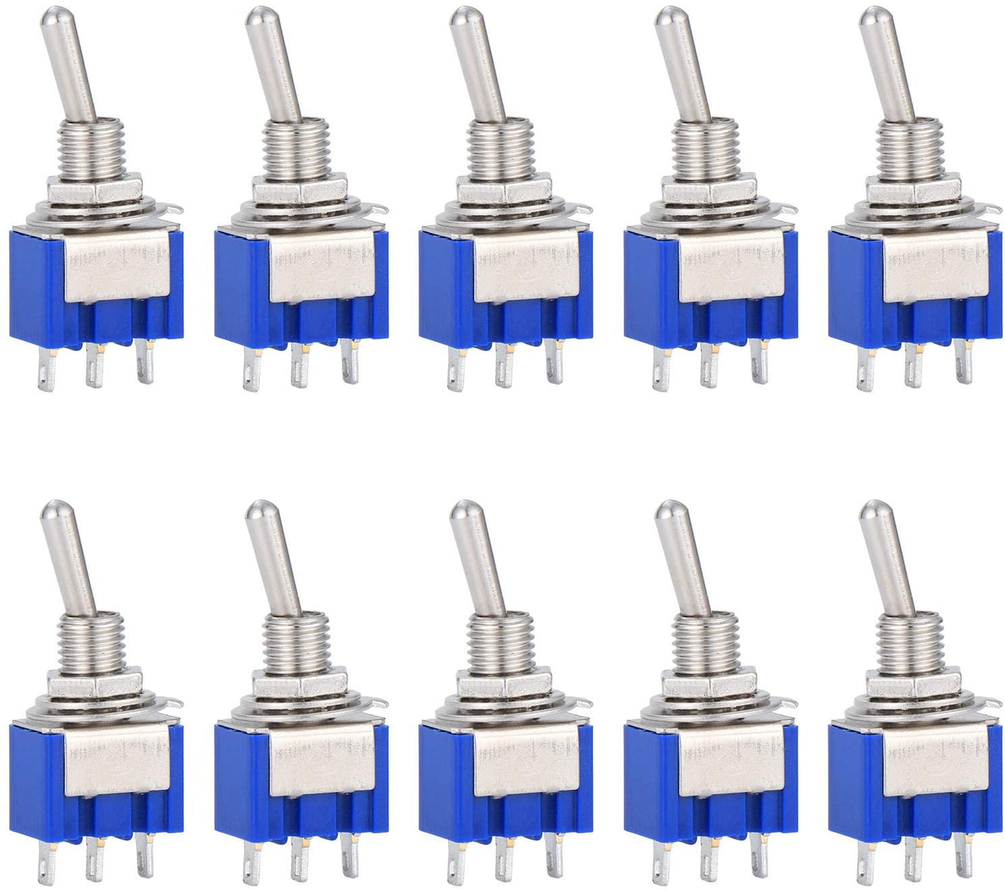 10 Pieces AC 125V 6A on-on 3 Pin Mini 2 Position Toggle Switch, for Arduino Car Truck Boat Switch 
