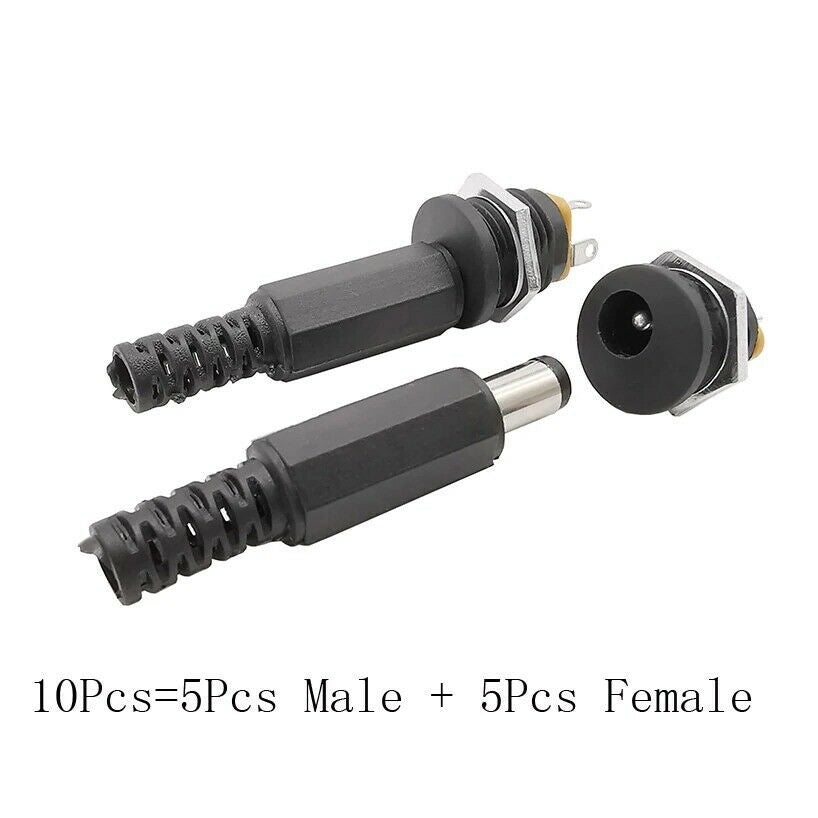 10 pièces (5 paires) DC-022 2,1x5,5 mm 12V 3A fiches mâles et femelle connecteur