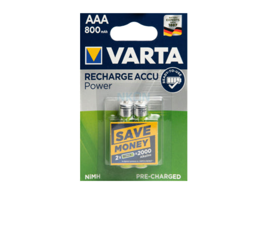 2 PILES AAA VARTA RECHARGEABLES ACCU POWER HR03 Professional, 800mAh