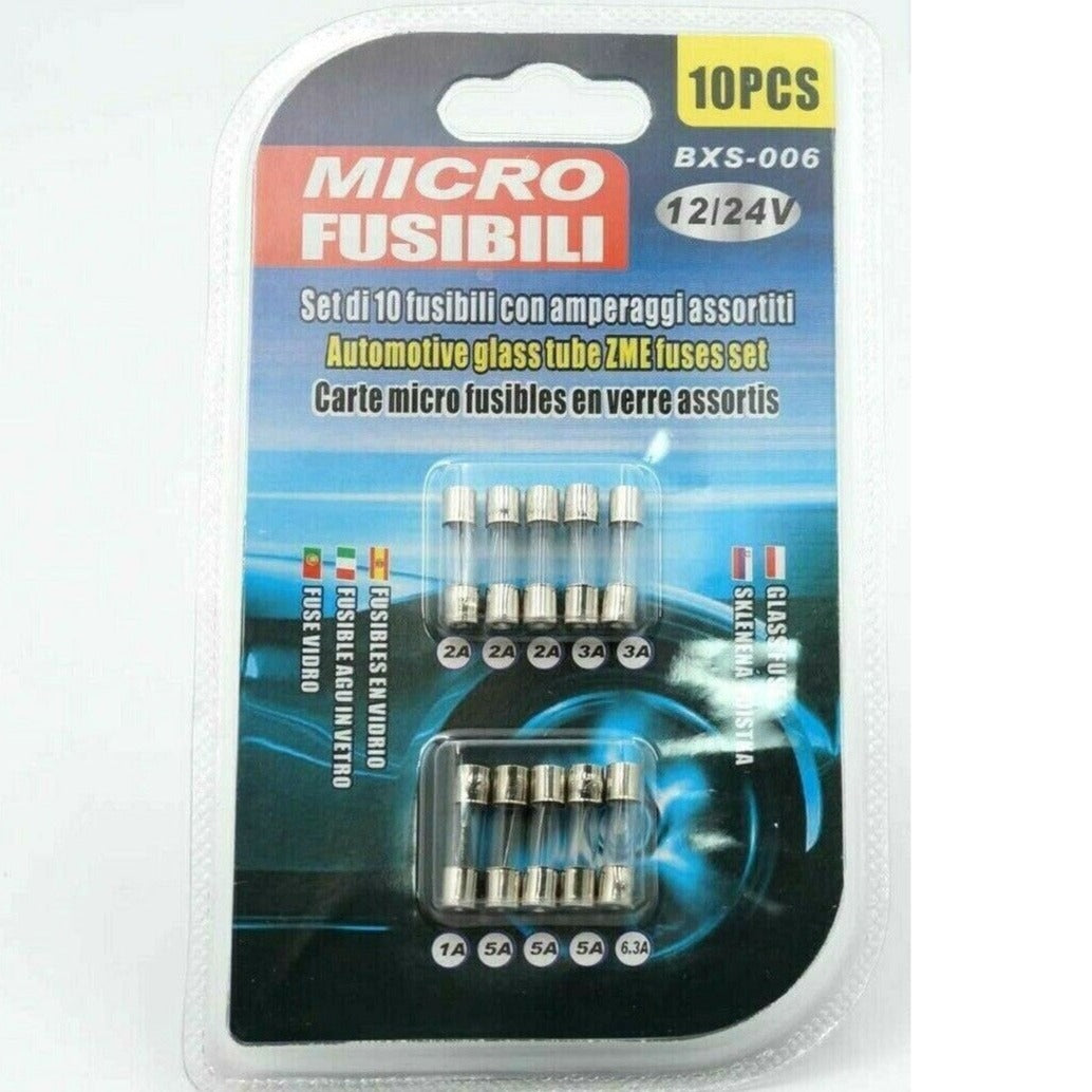 10 FUSIBLES AUTO BXS-006 différent ampérage Micro Fusible 12V 24V