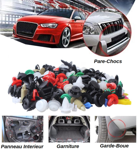 x100 Clips Voiture Universel Mixte Panneau Garniture Intérieur Extérieur Agrafe